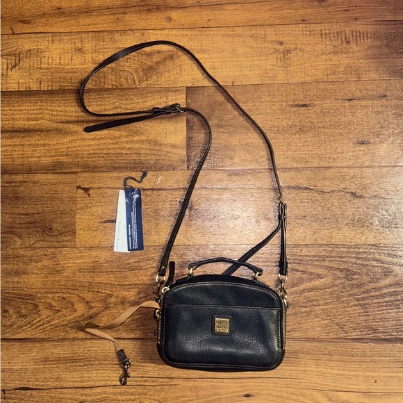 Dooney & Bourke (# J14254806) Black Leather Crossbody Bag (8 x 5” in.) W/ Tags - Picture 2 of 16